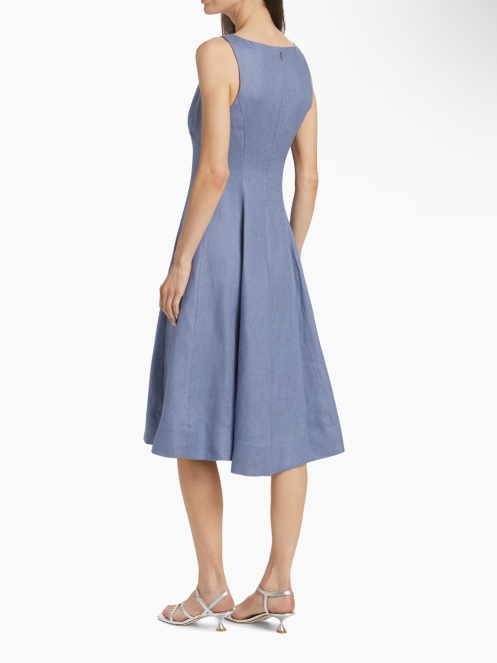 Reformation Sleeveless V-Neck Midi Dress in Dusty Blue with Front Buttons - Picture 4 of 7